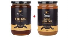 Ham Çam (Salgı) Balı 850 g + Ham Karışık (Adaçayı, Kekik, Lavanta) Çiçek Balı 850 g 2'li Paket
